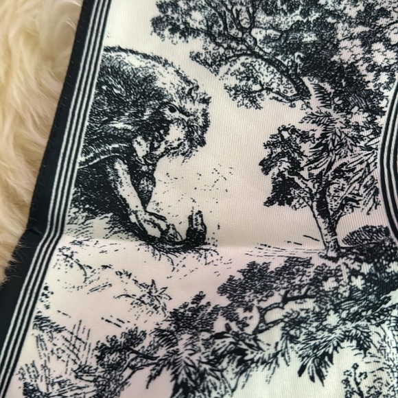 Navy and Cream Toile Print Dickey Collar with Bow Tie Closure - Picture 9 of 13